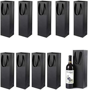 Bolsos de la Botella Bolsos de Regalo para Vino, XiYee 10 Pieces Paquete Bolsas de Papel para Botellas de Vino Embalaje Botellas Vino para Aniversario, Cumpleaños y Festival (black02)
