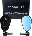 Mamiko Motorcycle Handlebar Bar End Mirror, CNC Aluminum Alloy Handle Round Anti Glare Side 7/8'' inch Mirror Universal Rear View Compatible with Sport Naked Street Cruiser Scooter Bike Black (HSJ07)