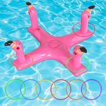 Voiiake Flamingo Inflatable Pool Ring Toss, Pool Toys for Kids with 6pcs Rings, Swimming Pool Games for Adults and Family