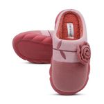 VRITRAZ Indoor Slipper, Comfort Slip On Closed Toe Warm Winter House Clog (Flower Pink, UK-9)