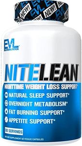 Evlution Nutrition Night Time Fat Burner Support - Overnight Sleep and Weight Loss Support Pills with Thermogenic Green Tea and White Kidney Bean Extract - Diet Pills That Support Stubborn Fat Loss