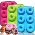 Anaeat 3 Pack Donut Pan Silicone Baking Mold, Just Pop Out! Non-Stick Doughnuts Baking Pans for 6 Full-Size Donuts, Muffins, Cake Biscuit Bagels - Easy Clean, Oven, Dishwasher Safe(Multicolor)