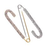 2 Pieces Women Brooch Pins Sweater Shawl Clips Faux Crystal Brooches (A)