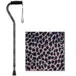 NOVA Medical Products Cane with Offset Handle and Strap in Leopard Print