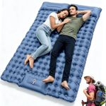 Palopalo Inflatable Double Sleeping Pad with Pillow for Camping, 10cm Thick Ultralight Self-Inflating Air Mat for Backpacking, Hiking & Tent, Built-in Foot Pump, Blue
