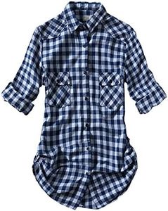 Match Womens Button Down Flannel Plaid Shirts roll up Long Sleeve Shackets Business Blouse Top (Small, 2022 Check#7)