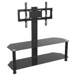 AVF SDCL1140BB-A Stand with TV Mount for TVs up to 65-inch, Black Glass, Black Legs