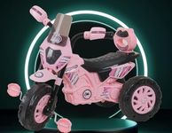 DA Bull International Harley Baby Bullet BikeTrike Cycle Backrest and Comfortable Seat Ride-on Bike Pedal Bike Tricycle Big Wheels with Musical Horn Lights for Kids Girl & Boy 2-5 Years (Pink)