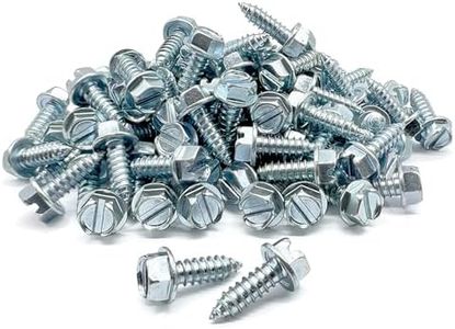 100 Pack License Plate Screws for Front and Back License Plates and License Plate Frames and Covers on Cars, Trucks, SUVs - Rust Resistant, #14x3/4" Slotted Hex Washer Self Tapping Screws Zinc Clear