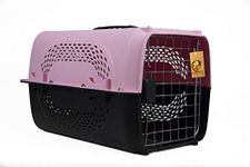 Foodie Puppies Imported Plastic Portable Pet Travel Carrier Cage & Kennel House for Dogs, Puppies & Small Animals (19" X 12" X 12", Matte Pink)