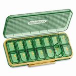 OFIDUS 14 Cells 2 Times a Day Pill Organiser - Moistureproof Daily Cute Pill Box, Removable Separate Cell 14 Days Pill Case Suitable for Women Men Travel Jewelry & Everyday(Green)