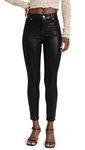 7 For All Mankind Womens Coated High Waist Skinny Jeans Black 32