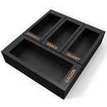 DALSHABET Bamboo Storage Bag Organizer for Kitchen Drawer, 4 Separate Food Storage Bag Organizer, 12x14 Baggie Organizer Dispenser for All Brands Gallon, Snack, Sandwich & Quart Slider Bags Black