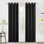 MYSKY HOME Black Curtains for Bedroom Blackout Curtains 84 Inch Long for Living Room 2 Panels Thermal Insulated Grommet Room Darkening Curtains Privacy Window Drapes, 52 x 84 inches, Black