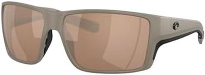 Costa Del Mar Sunglasses For Men - Reefton Pro Mens Polarized Sunglasses - Fishing, Boating & Beach UV Protection - Size 63 - Matte Sand/Copper Silver Mirror 580G