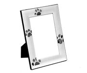 Brillibrum Design Photo Frame Paw Prints 10 x 15 cm Silver-Plated Dog Paw Print Matte Gift Cat Tapsen (Version 1, Engraving up to 30 Characters)