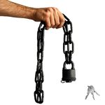 Urban August Security Chain Hardened 8mm Thick with a Weather-Resistant Pad Lock - Stainless Steel Heavy Duty Chain Lock for Gate Bike Generator Fence Outdoor - Anti-Rust Galvanized Steel (Black)