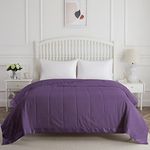 COMFLIVE Down Alternative Blanket, Queen Size Blanket with Satin Trim, Lightweight Blanket for All Seasons - Winter Summer Comfort Soft (Purple, Full/Queen)