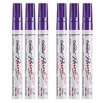 Purple Paint Markers Pens - Single color 6 Pack Permanent Oil Based Paint Pen, Medium Tip, Quick Dry and Waterproof Marker for Rock, Wood, Fabric, Plastic, Canvas, Glass, Mugs, Canvas, Glass