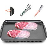 INPARALLUV Defrosting Tray for Frozen Meat - Blue Aluminum Rectangular Defrosting Board with Hollow Bottom Design