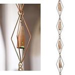 Diamond & Bells Rain Chain, 8-1/2 ft. Long, Replaces Gutter Downspout