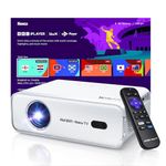 Aurzen Roku TV Smart Projector for Bedroom, Roku Streaming Experience Built-in, 1080P FHD, Dolby Audio, Auto Focus & Keystone, Zoom, Portable Mini Projector for Outdoor Movie, White