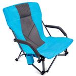 G4Free Low Sling Folding Beach Chair Camping Chairs Compact Concert Lumbar Back Support Festival Chair with Carry Bag