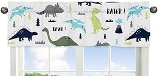 Window Treatment Valance for Blue and Green Modern Dinosaur Collection