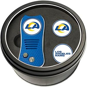 Team Golf NFL Los Angeles Rams Tin Gift Set with Retractable Divot Tool and 2 Ball Markers Gift Set with 3 Magnetic Ball Markers, Patented Single Prong Design, Causes Less Damage to Greens