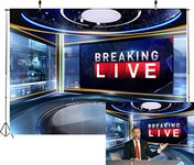 CORFOTO Fabric 7x5ft News Backdrop Photography TV Show Breaking News Monitor Equipment Microphone Reporter Interview Stage Center Camera Media Video Recording Photocall Background Poster Supplies