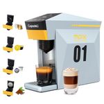 RECAFIMIL 4-in-1 Coffee Machine Compatible with NES/DG/K-Cup Disposable Coffee Capsules and Ground Coffee, 19 Bar Espresso Machine, Touchscreen Control, Gray
