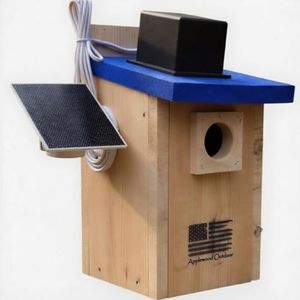 Made in USA,Rustic Cedar Bird Houses with Solar Camera,Durable Bird Houses for Outside w/Predator Guard,Easy-to-Install Bird Box for Bluebirds, Chickadees and More - Applewood Outdoor