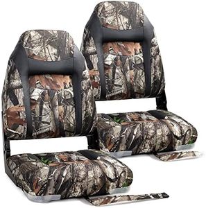 SUNDGORA Camo High Back Folding Fishing Boat Seat for Fishing,Stainless Steel Screws Included,Camo/Black