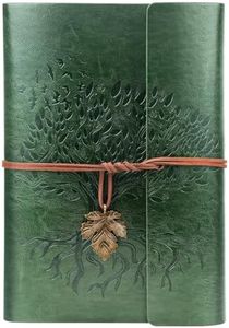 Billtigif PU Leather Journal Notebook, Refillable Travel Vintage Writing Journals Diary, Gifts for Women, Men, Teen Girls and Boys, 100GSM Lined Paper,160 Pages(Green, A5 9.2" x 6.5")