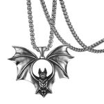 OIDEA Mens Gothic Bat Necklace: Cool Punk Halloween Vintage Vampire Bat Pendant Stainless Steel Goth Jewelry Gifts for Womens and Mens Silver