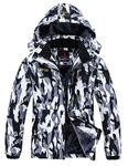 YSENTO Womens Waterproof Ski Jacket Winter Fleece Outdoor Mountain Jacket and Coat with Hood(Camo,XXL)