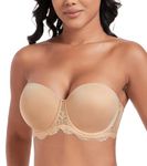 DotVol Women's Full Figure Strapless Bra Plus Size Underwire Contour Beauty Back Multiway Bra(Nude,34E)