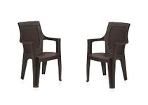 Nilkamal ROSA Plastic Mid Back with Arm Chair | Chairs for Home| Dining Room| Bedroom| Kitchen| Living Room| Office - Outdoor - Garden |100% Polypropylene Stackable Chairs | Set of 2 (rust brown)