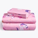 LuxClub Twin Sheet Set, 3 PC Pink Unicorn Microfiber Bed Sheets, Deep Pocket Wrinckle Free, Cute, Cozy, Soft