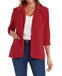 MINTLIMIT Women Jacket Blazers Long Sleeve Suit Jackets One Button Closure Outerwear Size 8 10 (R-Red S)