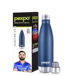 Pexpo Electro Pro 24 Hrs Hot & Cold ISI Certified | Stainless Steel Water Bottle - 500ml Denim Blue | Thermoflask | Office Bottle | Workout | Travelling | Home | Limited RCB Edition