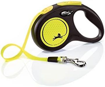 flexi New Neon Small Retractable Dog Leash Tape 16'/5m, Black/Neon