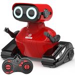 GILOBABY Kids Robot Toy, Remote Control Robot Toys, RC Robots with LED Eyes, Flexible Head & Arms, Dance Moves and Music, Birthday Gifts for Boys Ages 6+ Years (Red)