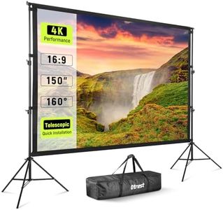 OTREST 150” Projector Screen with Stand, Wrinkle Free Polyester 16:9 4K HD Rear Front Movie Screen with Sandbags, Indoor Outdoor Portable Telescopic Projection Screen for Home Theater, Outdoor Movie