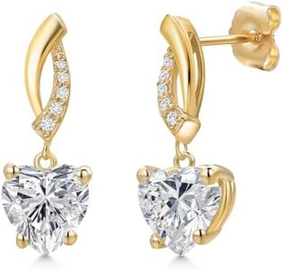 Gem Stone King 4.10 Cttw IGI Certified Lab Grown Diamond Infinity Dangle Earrings For Women in 14K Yellow Gold | Heart Shape Diamonds Each 2 Ct | E-F Color | VS1-VS2 Clarity
