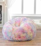 Bhailu Art New Tie Dye Rainbow Design Furry Beanbag Chair. Premium And Luxurious Fur Beanbag Without Beans Only Cover Xxxl (3Xl Rainbow, Multicolor)