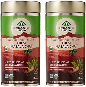 Organic India Tulsi Masala Chai 100 g Tin (Pack of 2)