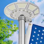 Flag Pole Light Solar Powered, Up to 20 Hrs, 566 LED Brightest 5000lm Flagpole Light wiht DC Charging Port, 100% Flag Coverage, Fits Most 15-45 Ft Flag Pole 0.55"Flag Ornament Spindles