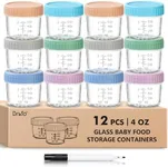 DRKIO 12 Pack Glass Baby Food Stora