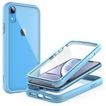 JETech Case for iPhone XR 6.1-Inch with Built-in Anti-Scratch Screen Protector, 360 Degree Full Body Rugged Phone Cover Clear-Back (Blue)